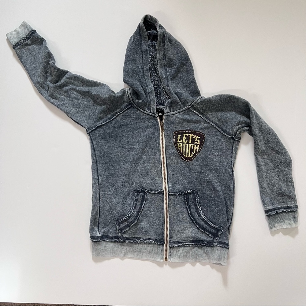 Vintage Havana “Let’s Rock” super soft faded gray zip up hoodie.